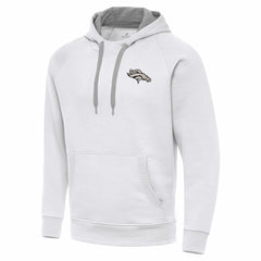 Denver Broncos Antigua Brushed Carbon Victory Pullover Hoodie - White on sale