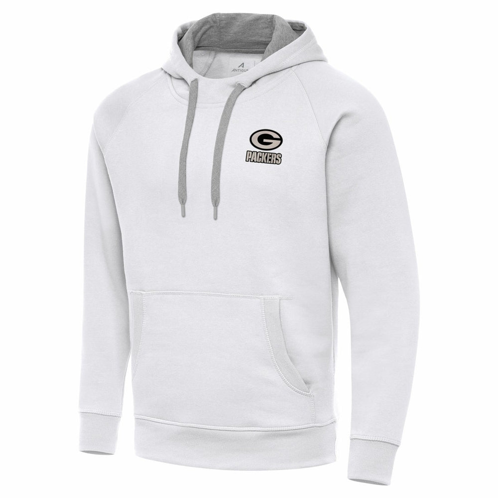 Green Bay Packers Antigua Brushed Carbon Victory Pullover Hoodie - White for sale