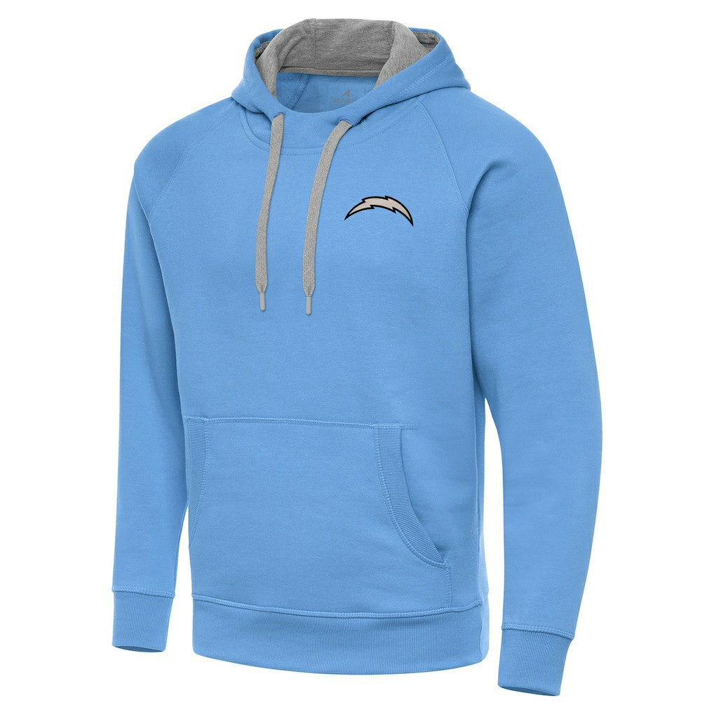 Los Angeles Chargers Antigua Brushed Carbon Victory Pullover Hoodie - Powder Blue discount