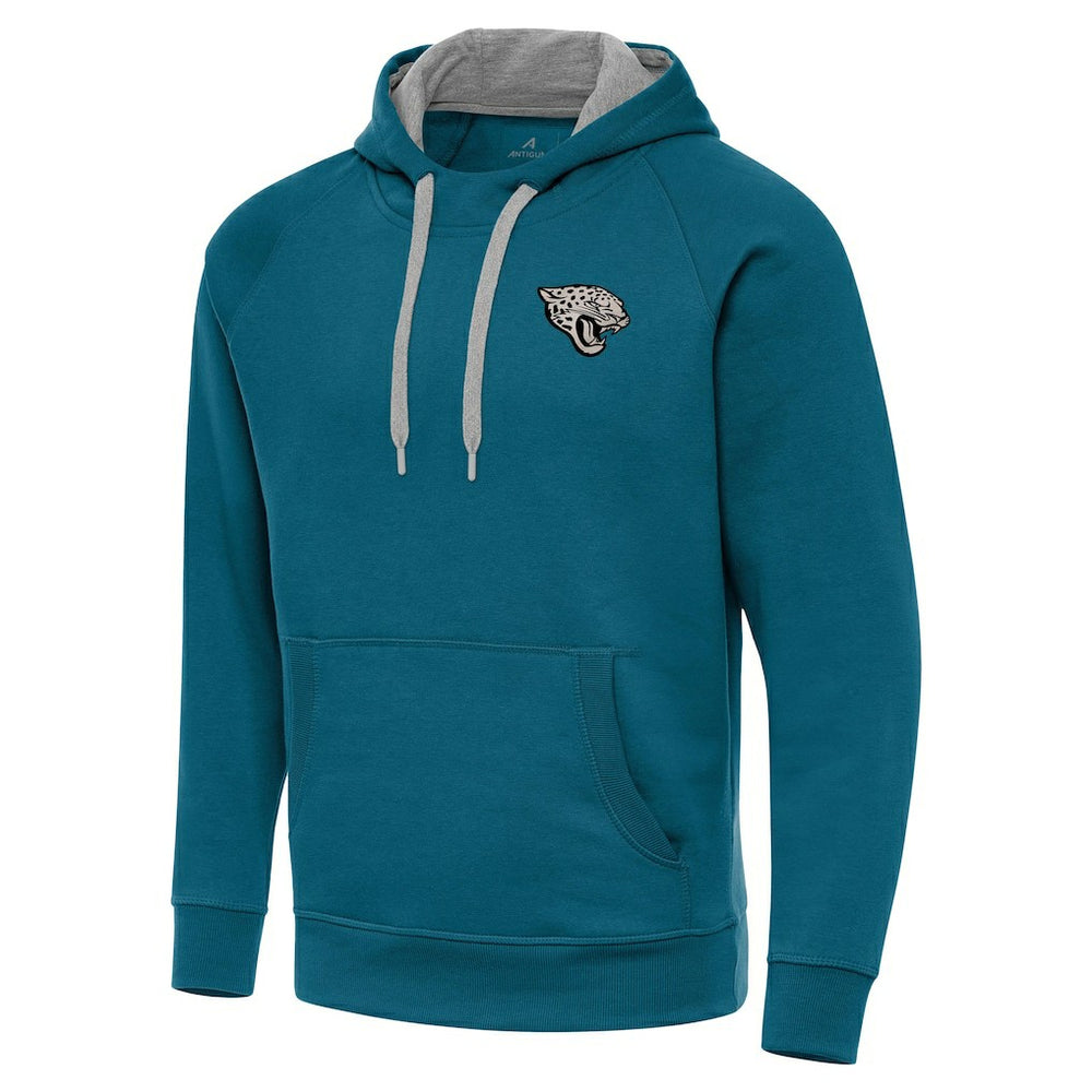 Jacksonville Jaguars Antigua Brushed Carbon Victory Pullover Hoodie - Teal on sale