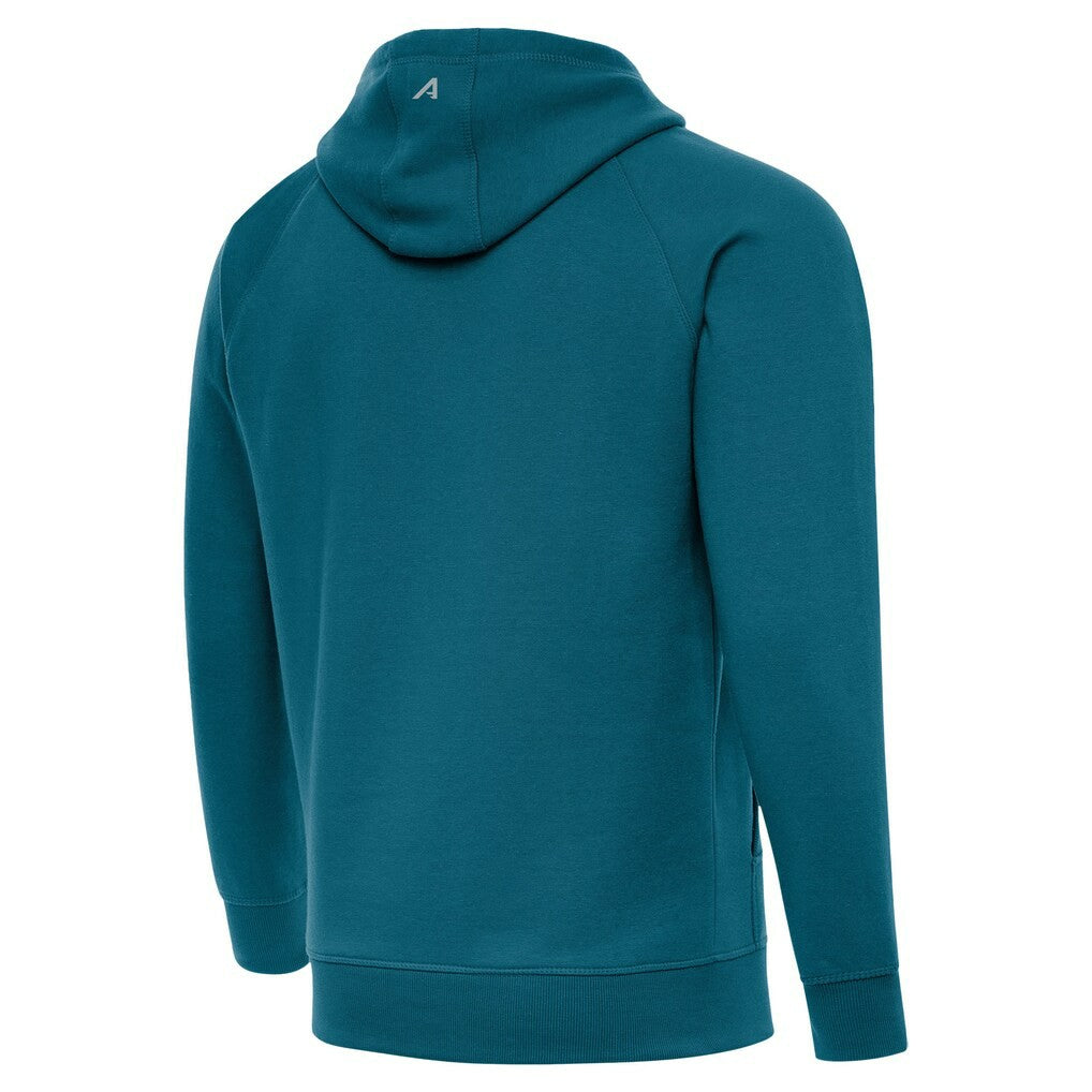 Jacksonville Jaguars Antigua Brushed Carbon Victory Pullover Hoodie - Teal on sale