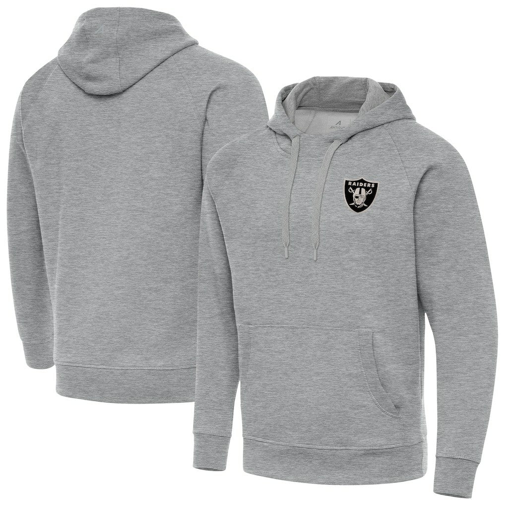 Las Vegas Raiders Antigua Brushed Carbon Victory Pullover Hoodie - Heather Gray sale