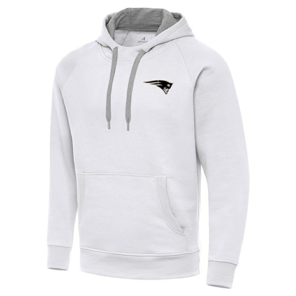 New England Patriots Antigua Brushed Carbon Victory Pullover Hoodie - White on sale
