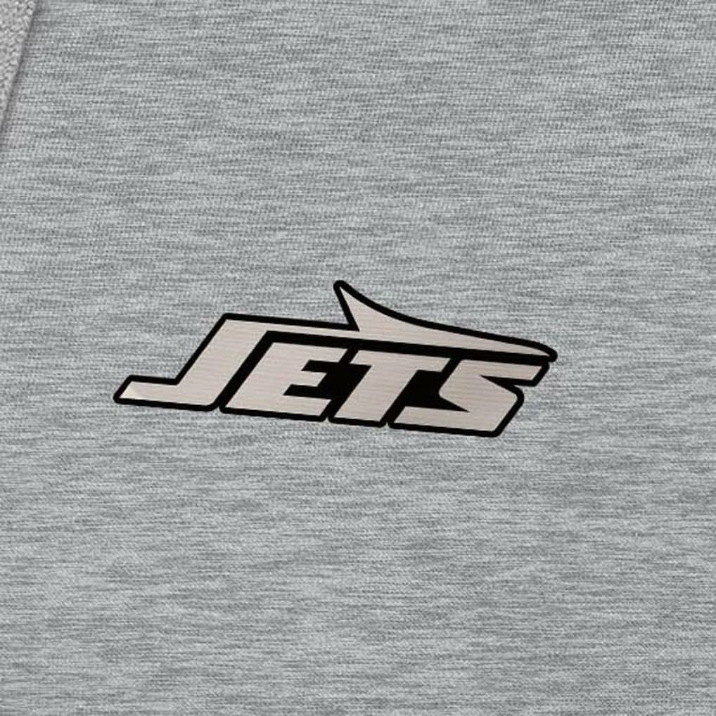 New York Jets Antigua Brushed Carbon Victory Pullover Hoodie - Heather Gray on sale