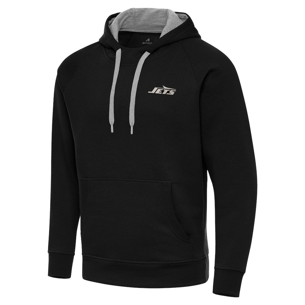 New York Jets Antigua Brushed Carbon Victory Pullover Hoodie - Black on sale
