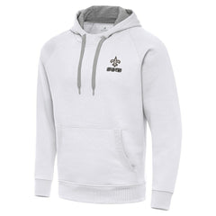 New Orleans Saints Antigua Brushed Carbon Victory Pullover Hoodie - White discount