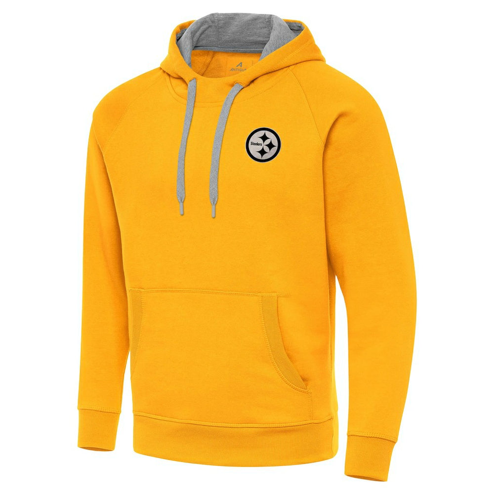 Pittsburgh Steelers Antigua Brushed Carbon Victory Pullover Hoodie - Gold for sale