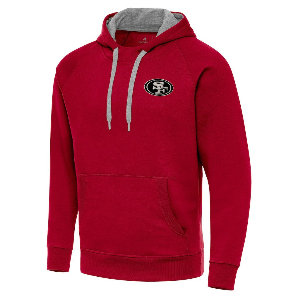 San Francisco 49ers Antigua Brushed Carbon Victory Pullover Hoodie - Scarlet online