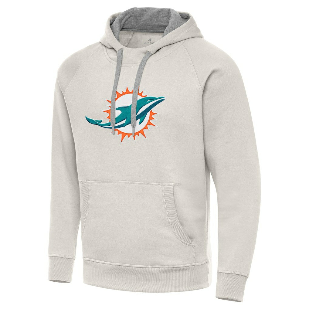 Miami Dolphins Antigua Victory Raglan Pullover Hoodie - Cream sale