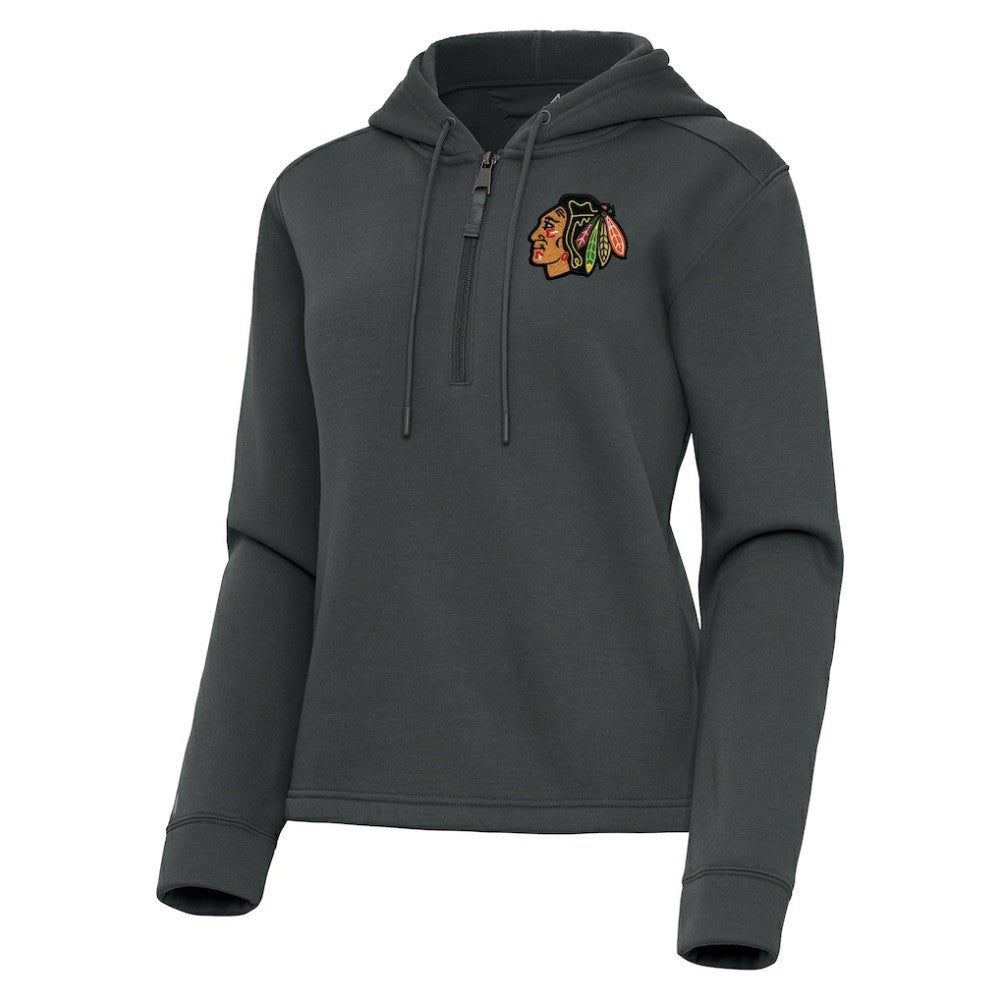 Chicago Blackhawks Antigua Women's Contemporary Quarter-Zip Hoodie Pewter
