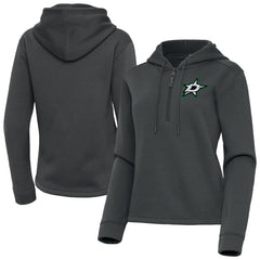Dallas Stars Antigua Women's Contemporary Quarter-Zip Hoodie Pewter
