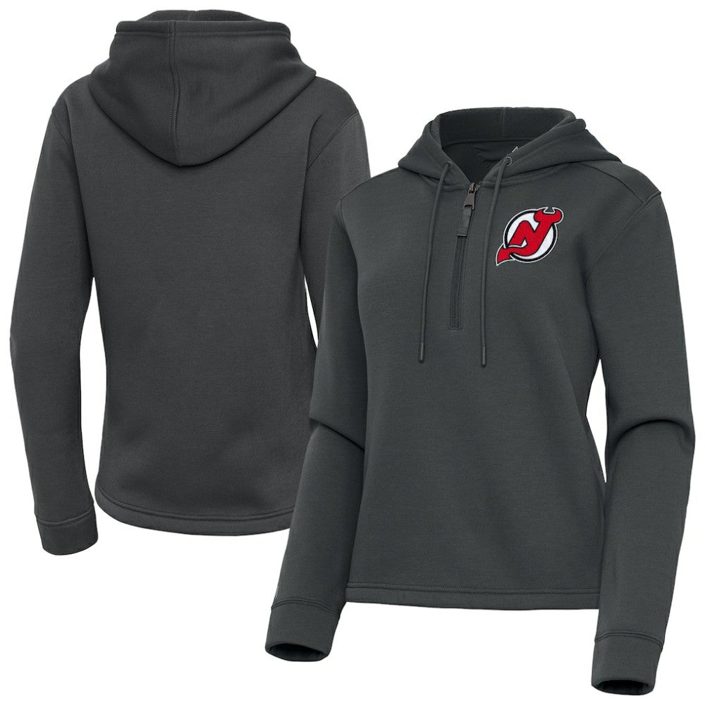 New Jersey Devils Antigua Women's Contemporary Quarter-Zip Hoodie Pewter