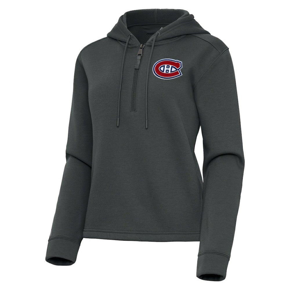 Montreal Canadiens Antigua Women's Contemporary Quarter-Zip Hoodie Pewter