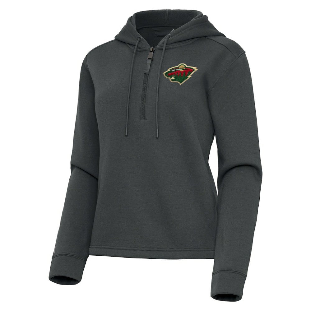 Minnesota Wild Antigua Women's Contemporary Quarter-Zip Hoodie Pewter