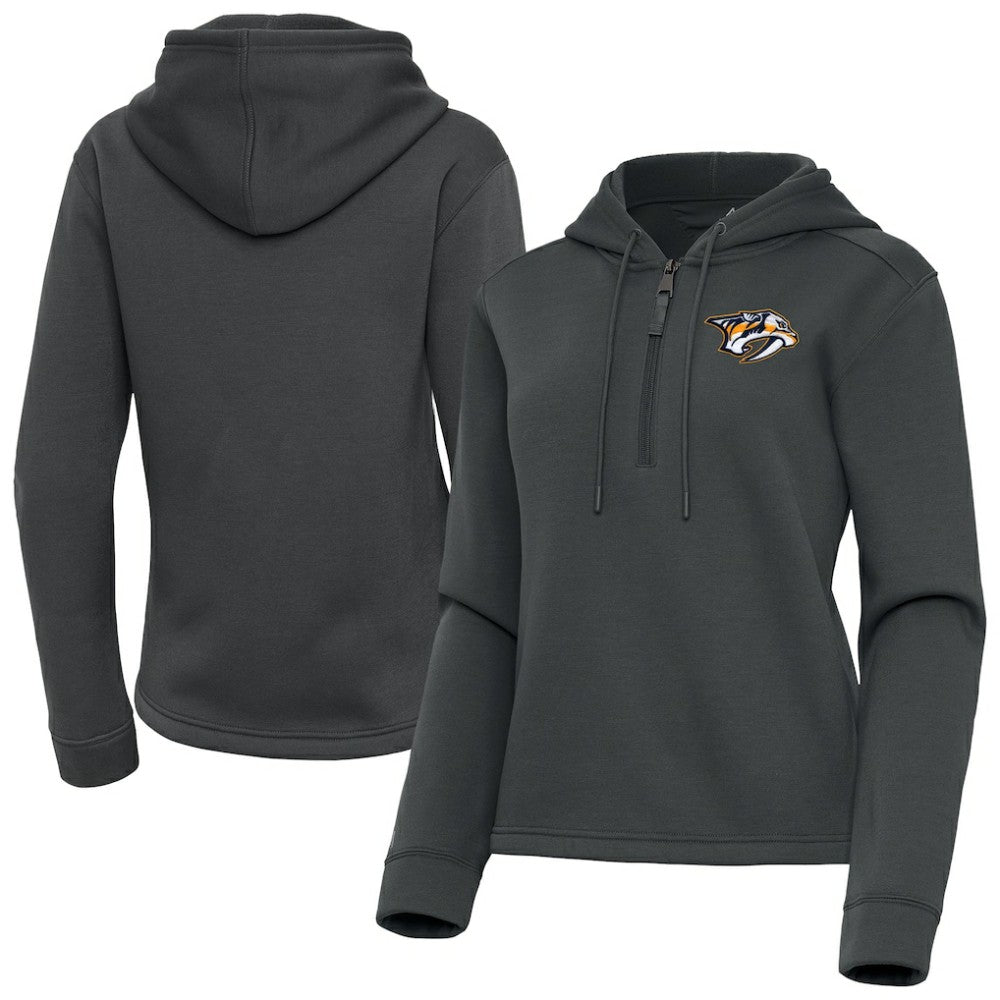 Nashville Predators Antigua Women's Contemporary Quarter-Zip Hoodie Pewter