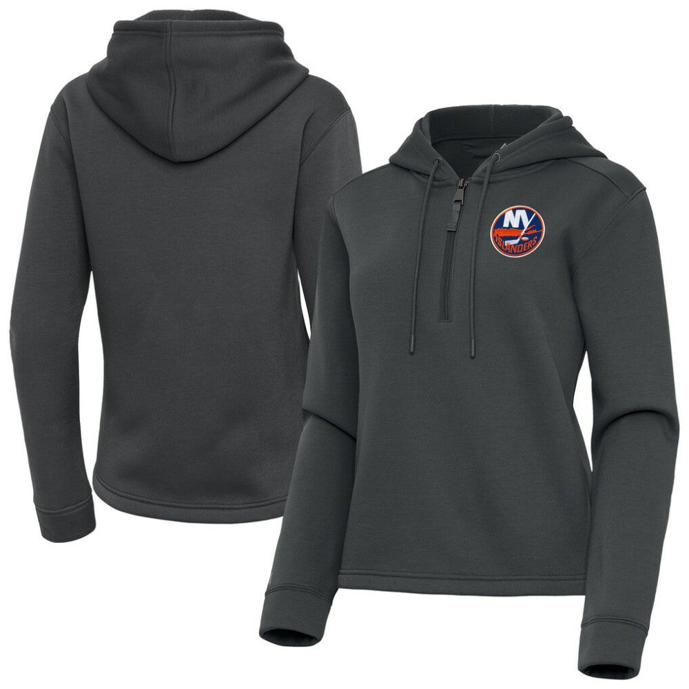 New York Islanders Antigua Women's Contemporary Quarter-Zip Hoodie Pewter