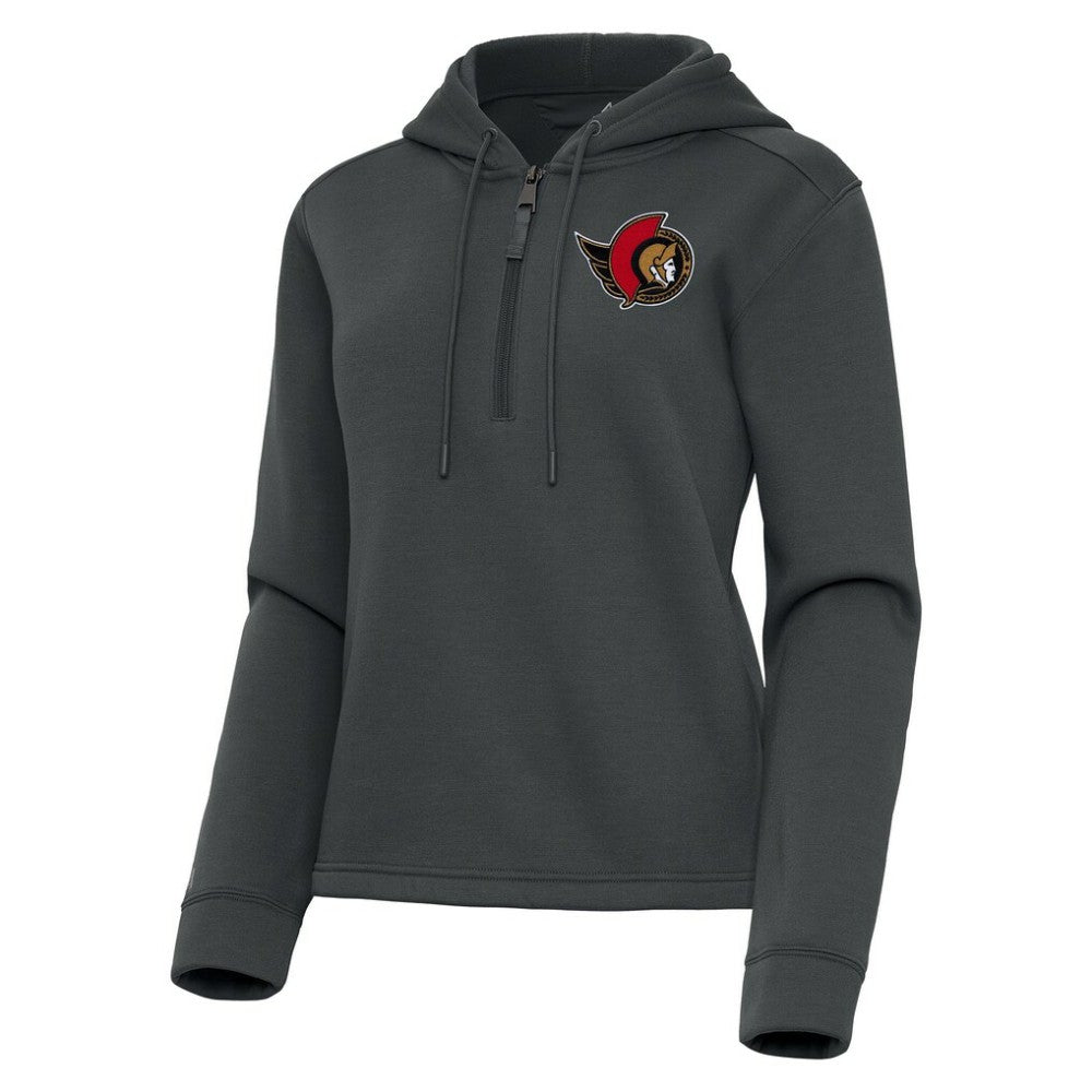 Ottawa Senators Antigua Women's Contemporary Quarter-Zip Hoodie Pewter