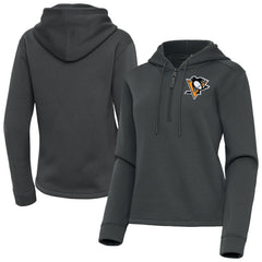 Pittsburgh Penguins Antigua Women's Contemporary Quarter-Zip Hoodie Pewter