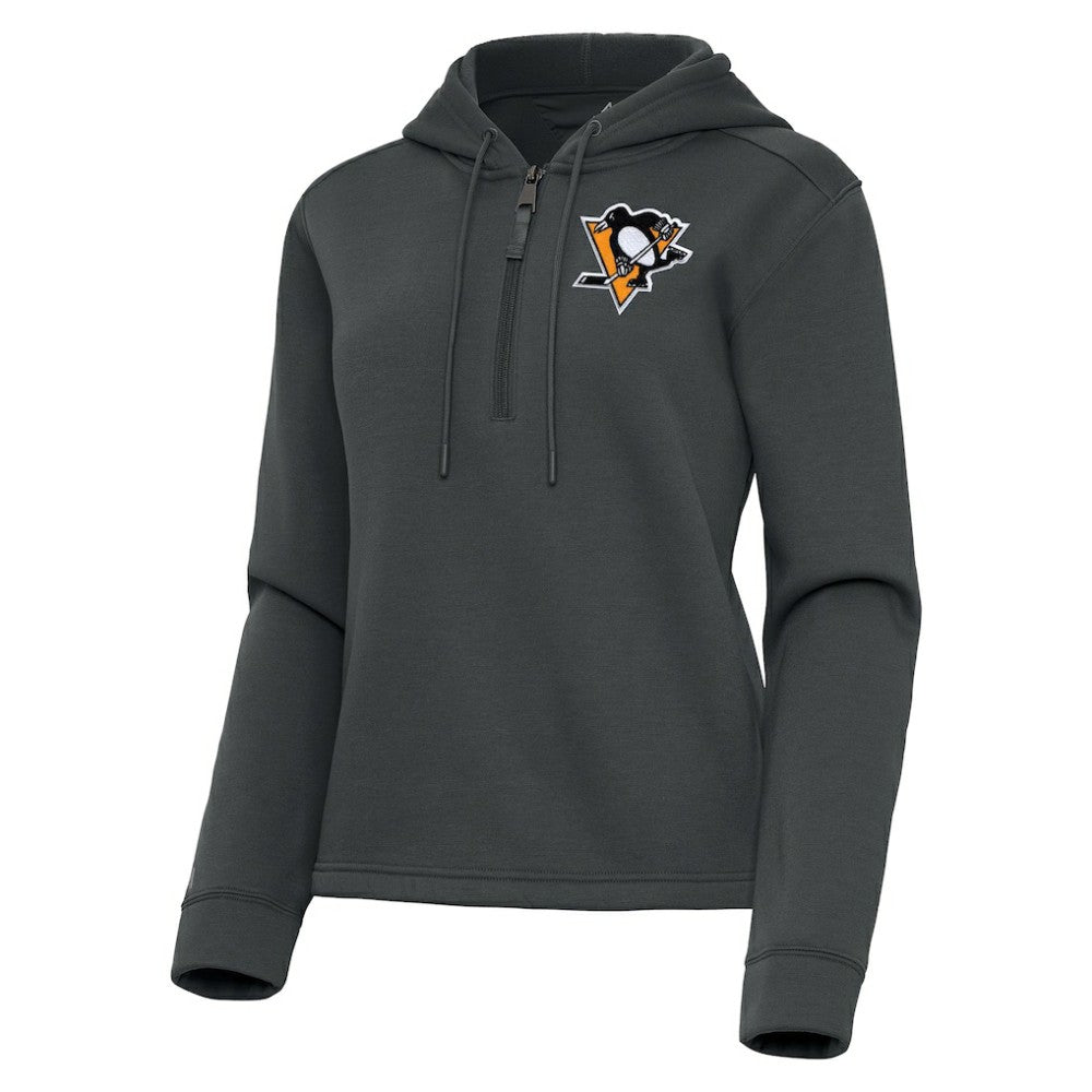 Pittsburgh Penguins Antigua Women's Contemporary Quarter-Zip Hoodie Pewter