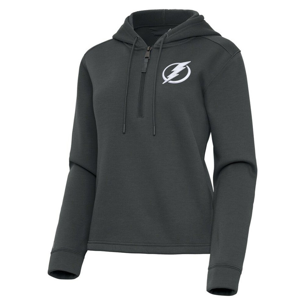 Tampa Bay Lightning Antigua Women's Contemporary Quarter-Zip Hoodie Pewter