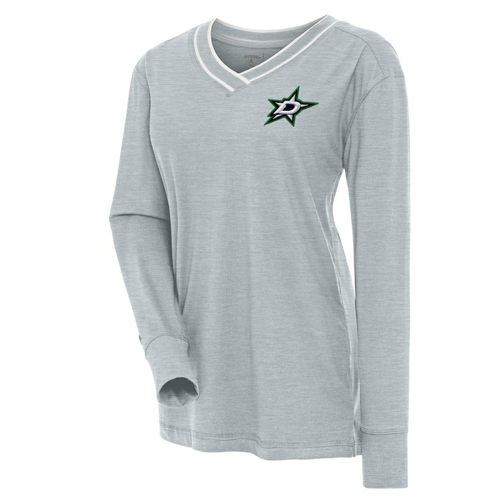 Dallas Stars Antigua Women's Symbolic V-Neck Long Sleeve T-Shirt Heather Gray