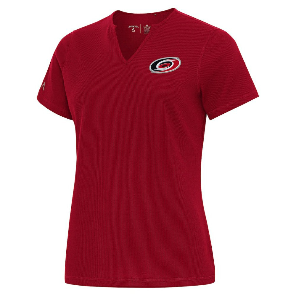 Carolina Hurricanes Antigua Traveler Rib V-Neck T-Shirt Red