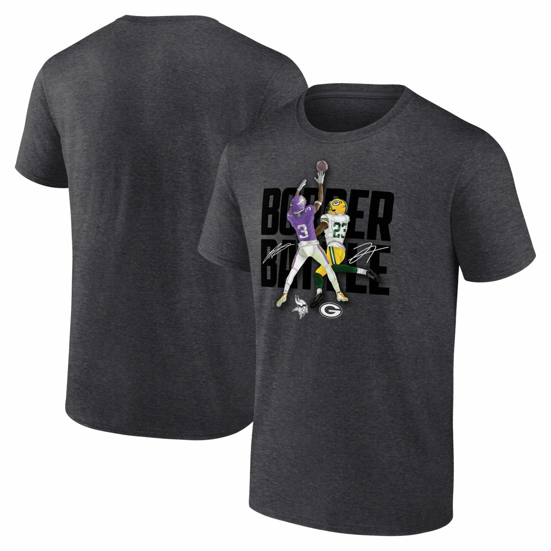 Jordan Addison & Jaire Alexander Minnesota Vikings vs. Green Bay Packers Border Battle Player T-Shirt - Charcoal cheap