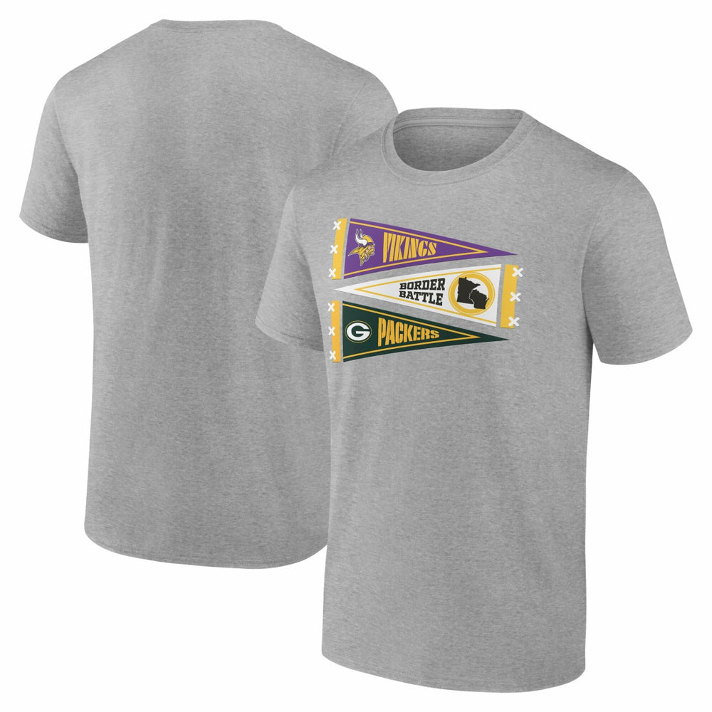 Minnesota Vikings vs. Green Bay Packers Border Battle Pennant T-Shirt - Heather Gray on sale