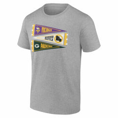 Minnesota Vikings vs. Green Bay Packers Border Battle Pennant T-Shirt - Heather Gray on sale