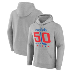 Washington Capitals 50th Anniversary Pullover Hoodie Gray
