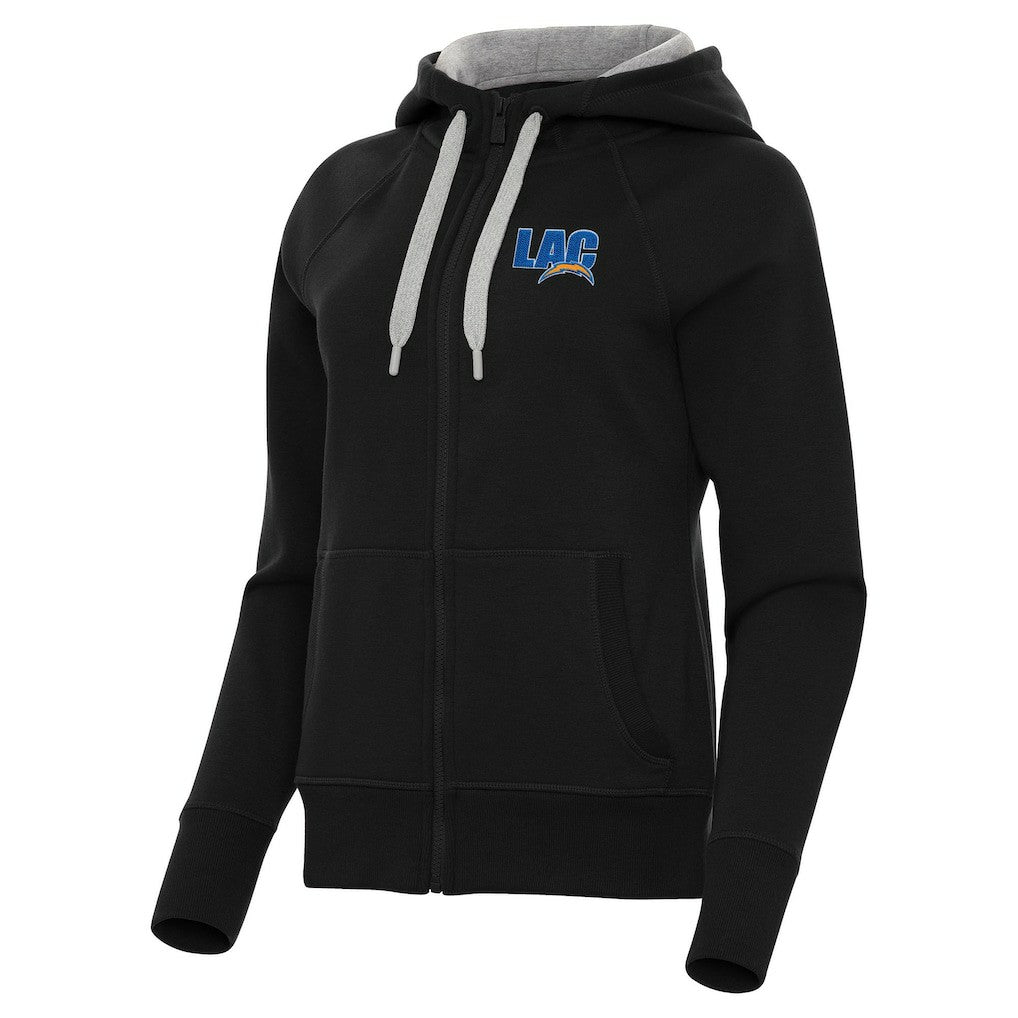 Los Angeles Chargers Antigua Women's Victory Full-Zip Hoodie - Black on sale