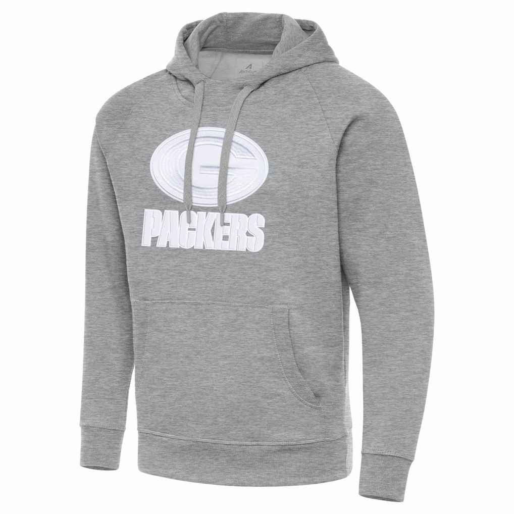 Green Bay Packers Antigua Victory Pullover Hoodie - Heather Gray on sale