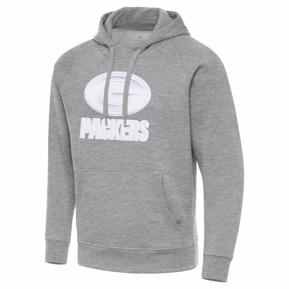 Green Bay Packers Antigua Victory Pullover Hoodie - Heather Gray on sale