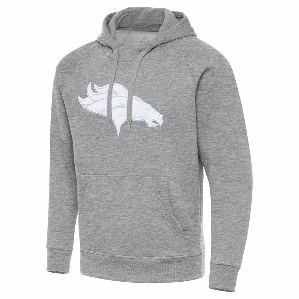 Denver Broncos Antigua Victory Pullover Hoodie - Heather Gray discount