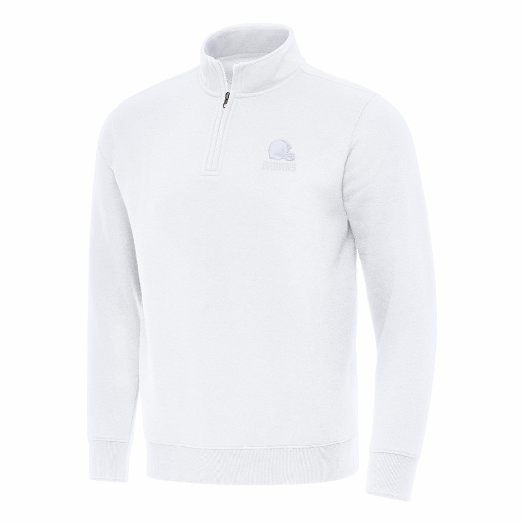 Cleveland Browns Antigua Victory Quarter-Zip Top - White on sale