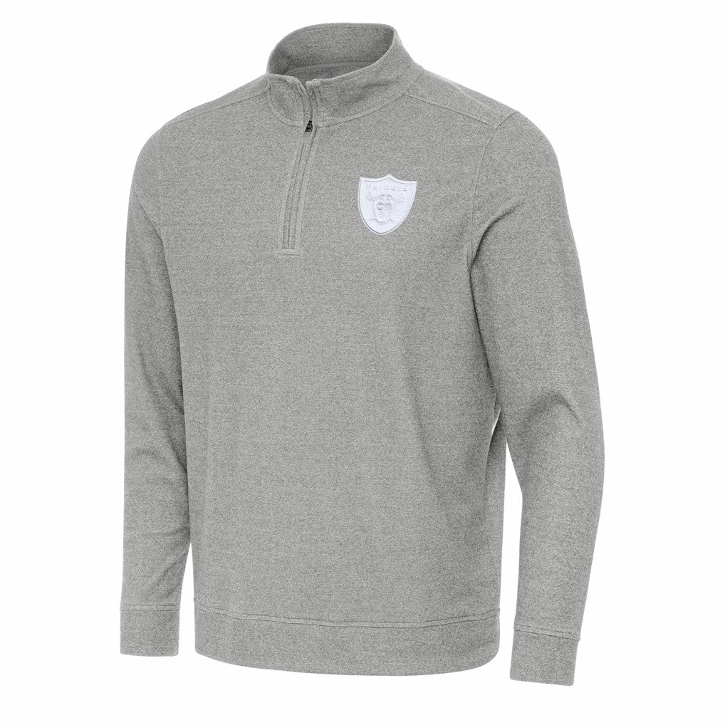 Las Vegas Raiders Antigua Subtle Quarter-Zip Top - Heather Gray on sale