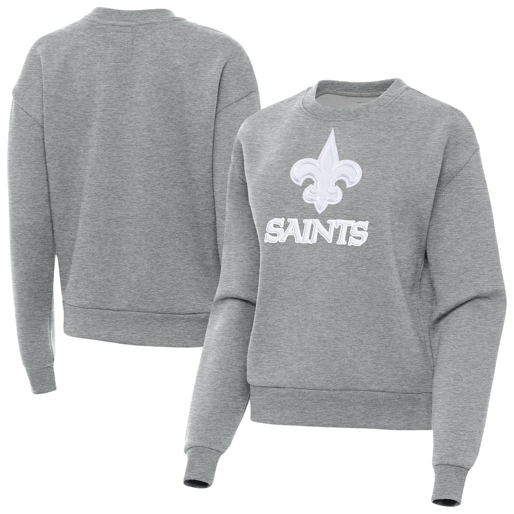 New Orleans Saints Antigua Women's Victory Pullover Sweatshirt - Heather Gray for sale