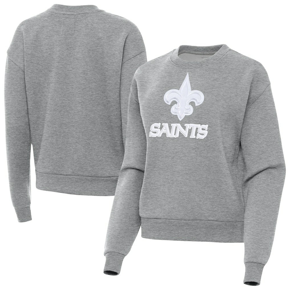 New Orleans Saints Antigua Women's Victory Pullover Sweatshirt - Heather Gray for sale