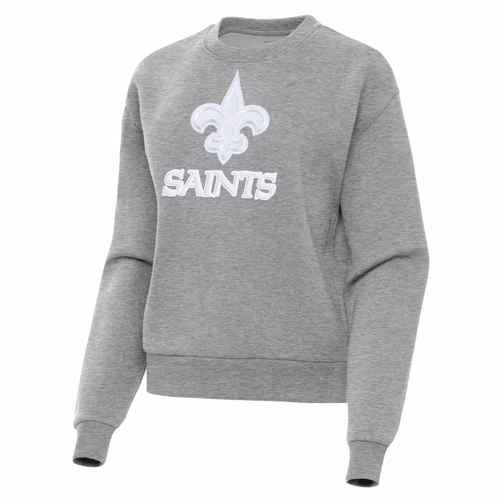 New Orleans Saints Antigua Women's Victory Pullover Sweatshirt - Heather Gray for sale