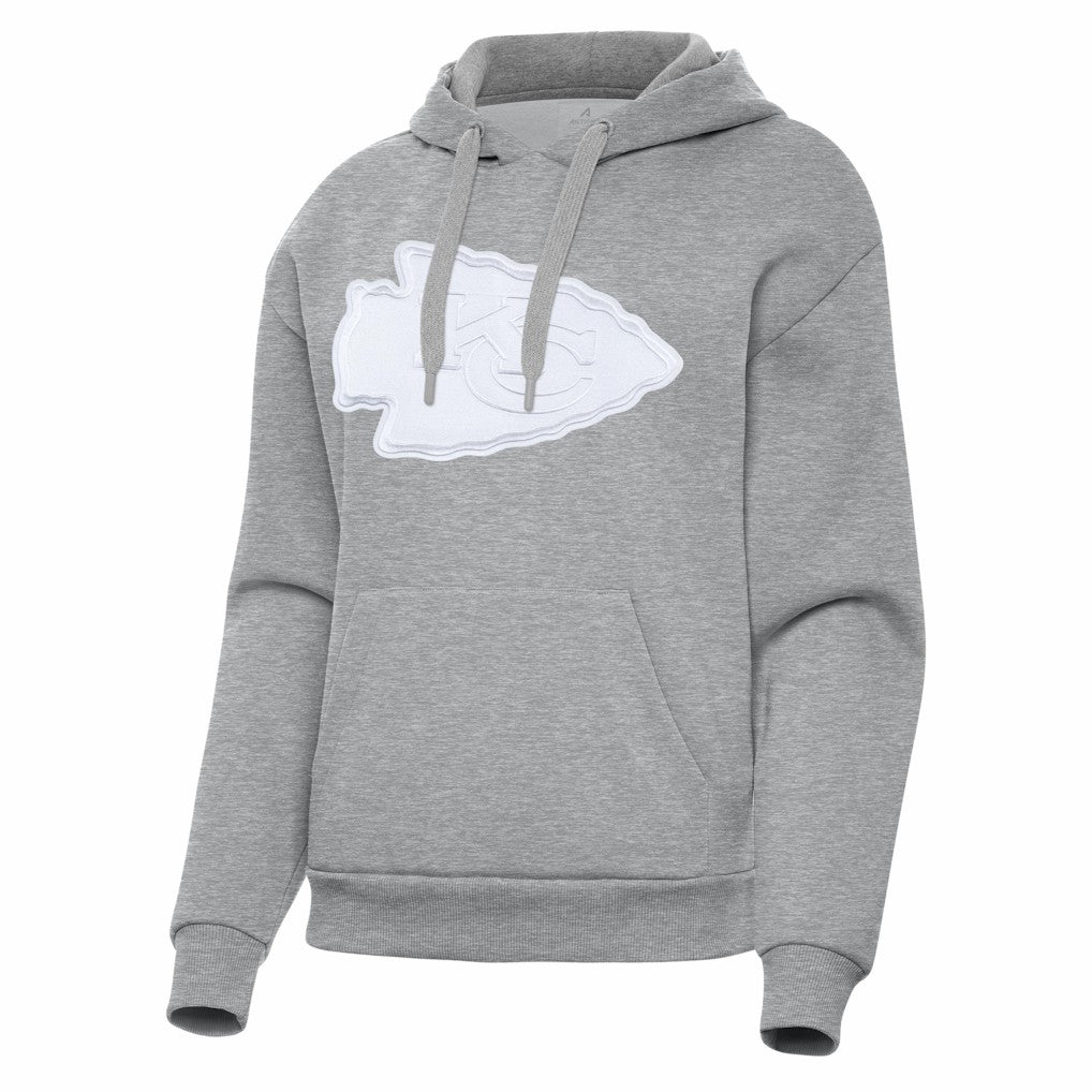 Kansas City Chiefs Antigua Women's Victory Pullover Hoodie - Heather Gray for sale