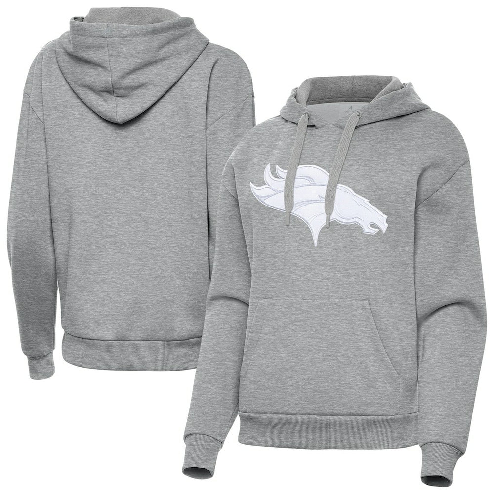 Denver Broncos Antigua Women's Victory Pullover Hoodie - Heather Gray outlet