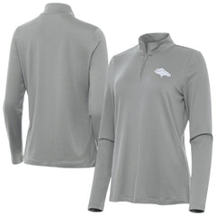 Denver Broncos Antigua Women's Reprocess Quarter-Zip Top - Gray on sale