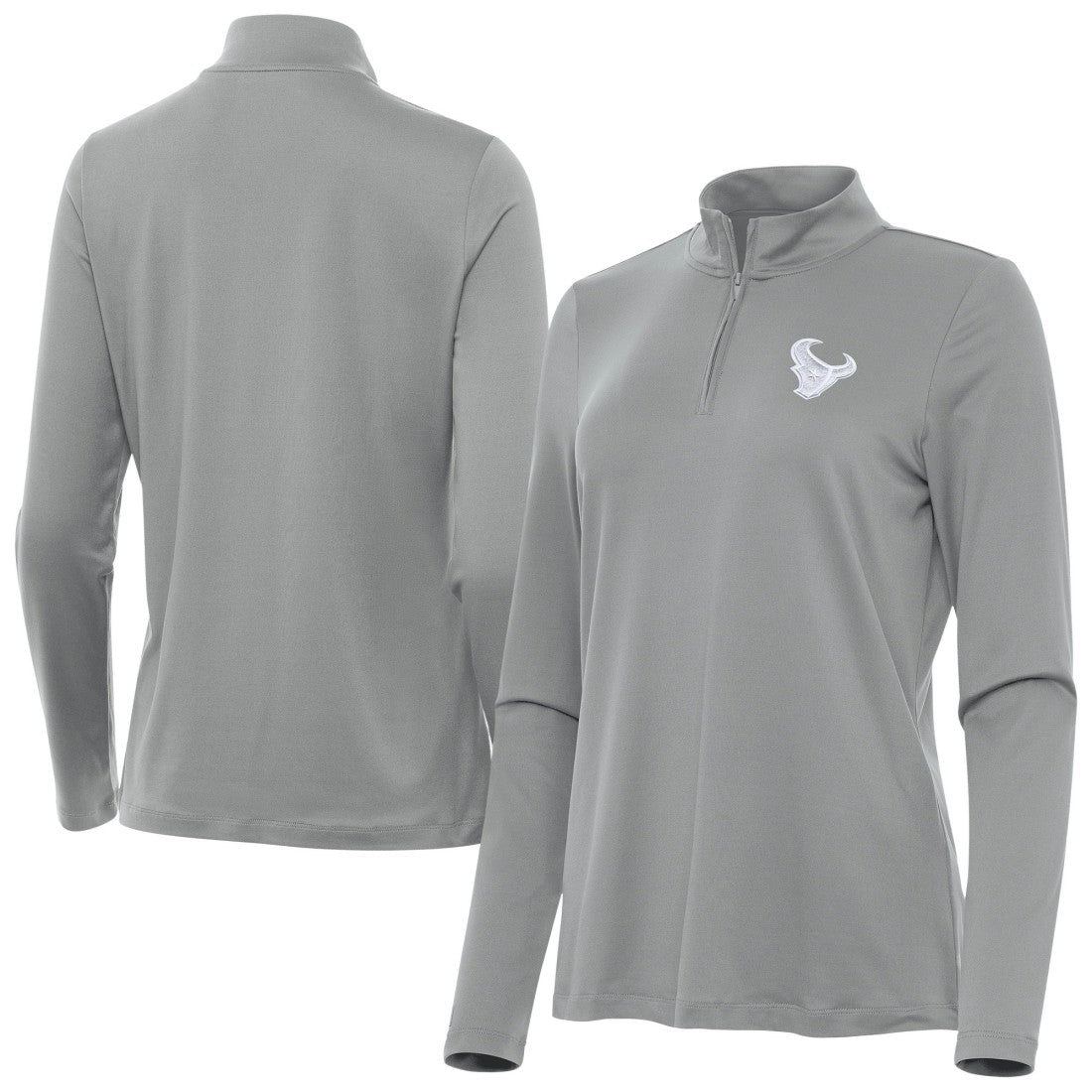 Houston Texans Antigua Women's Reprocess Quarter-Zip Top - Gray on sale