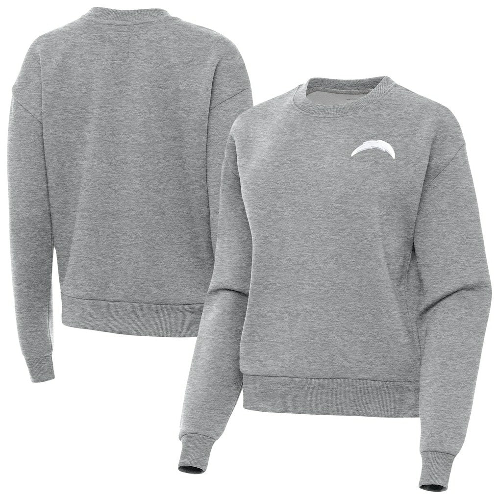 Los Angeles Chargers Antigua Women's Victory Crew Pullover Sweatshirt - Heather Gray for sale