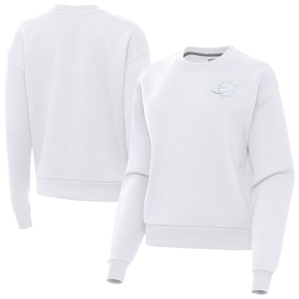 Miami Dolphins Antigua Women's Victory Crew Pullover Sweatshirt - White outlet