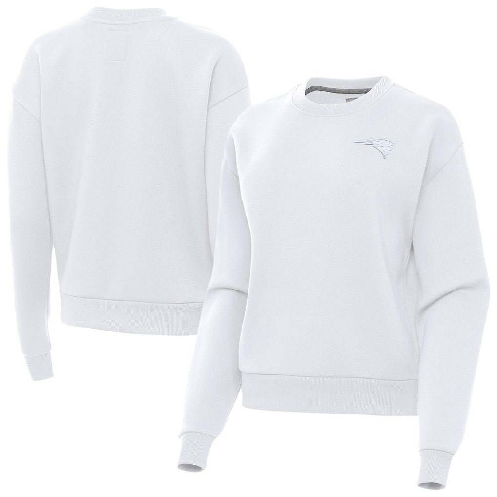 New England Patriots Antigua Women's Victory Crew Pullover Sweatshirt - White discount