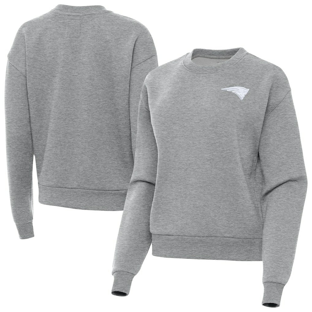 New England Patriots Antigua Women's Victory Crew Pullover Sweatshirt - Heather Gray online