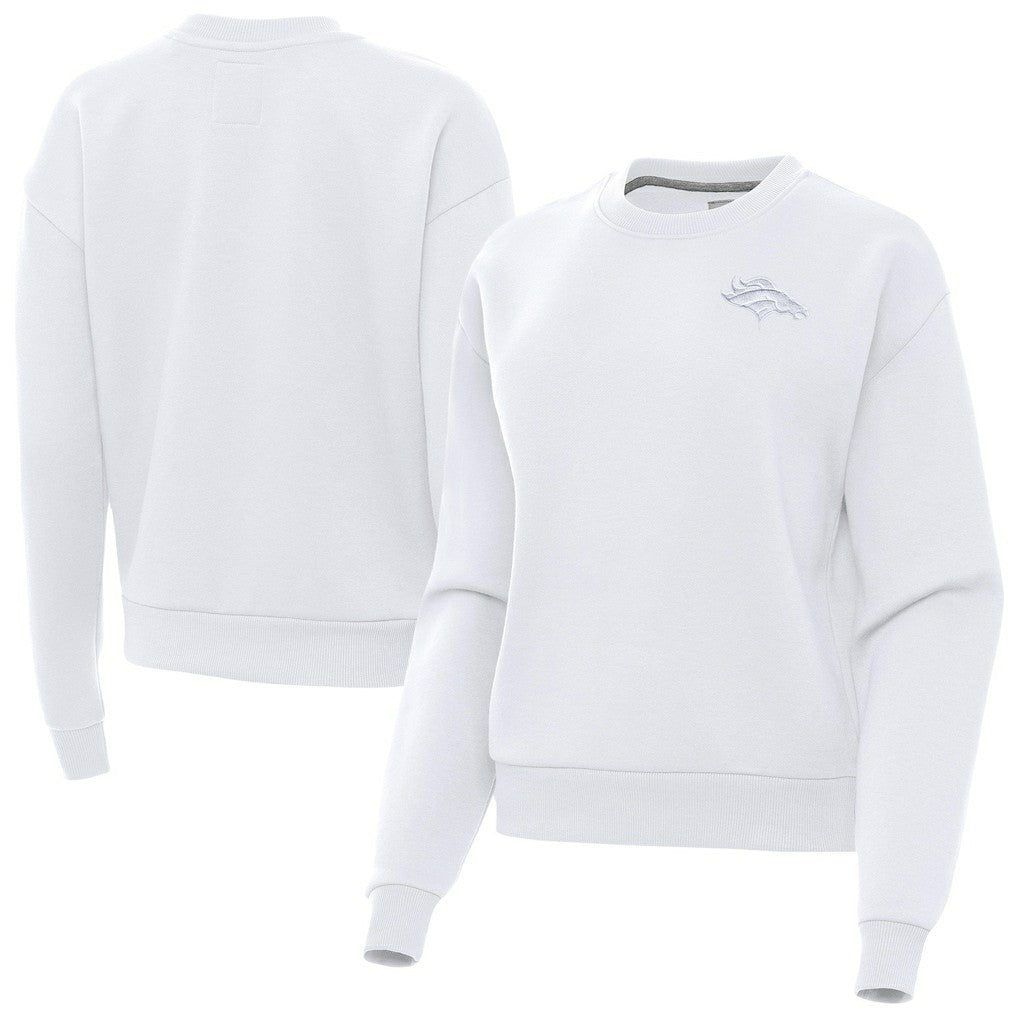 Denver Broncos Antigua Women's Victory Crew Pullover Sweatshirt - White on sale