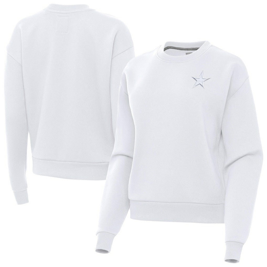 Dallas Cowboys Antigua Women's Victory Crew Pullover Sweatshirt - White cheap