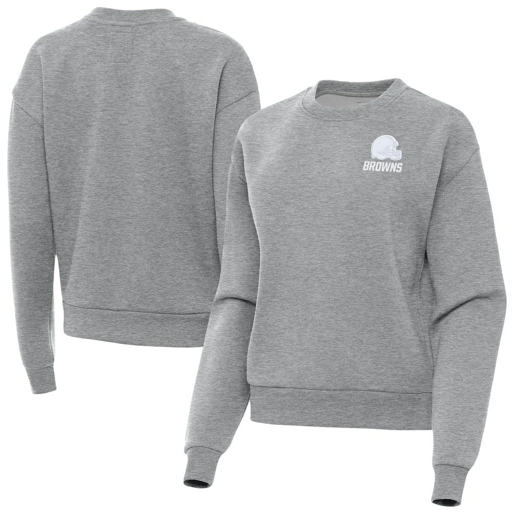 Cleveland Browns Antigua Women's Victory Crew Pullover Sweatshirt - Heather Gray sale